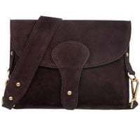 VERA PELLE torebka damska zamszowa listonoszka instagramka V694 c.brązowa