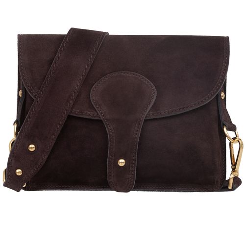 VERA PELLE torebka damska zamszowa listonoszka instagramka V694 c.brązowa na Arena.pl