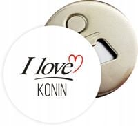 Otwieracz DO PIWA z magnesem pamiątka I LOVE KONIN różne miasta