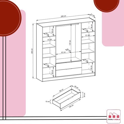 SZAFA GARDEROBA LIVIA 4D OTWIERANA KASZMIR DUŻA NA UBRANIA SZUFLADY drążek na Arena.pl
