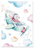 Plakat zając w samolocie plakaty dla dziecka 61x91 cm