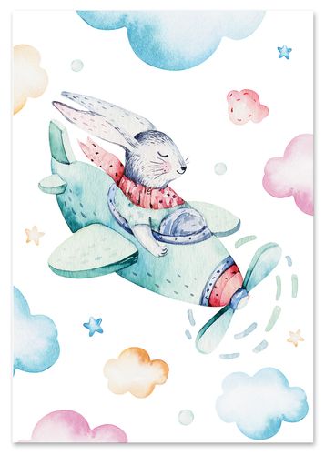 Plakat zając w samolocie plakaty dla dziecka 29,7x42 cm A3 na Arena.pl