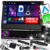 RADIO SAMOCHODOWE 1 DIN 7'' 4G SIM CARPLAY WIFI RDS WYSUWANY EKRAN 6/128 GB