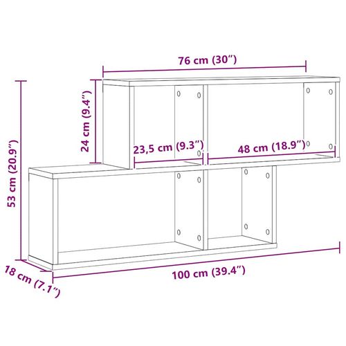 Półka ścienna z półką Czarny dąb 76 x 15 x 53 cm na Arena.pl