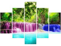 70 100CM OBRAZ 5 ELEM KOLOROWY WODOSPAD DRUK PŁÓTNO
