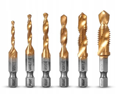 WIERTŁA GWINTUJĄCE M3-M10 zestaw 6 szt GWINTOWNIKI ZESTAW GWINTOWNIKÓW HSS na Arena.pl