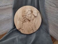 Płaskorzeźba drewniana obraz prezent na komunie świętą Jezus z barankiem 40