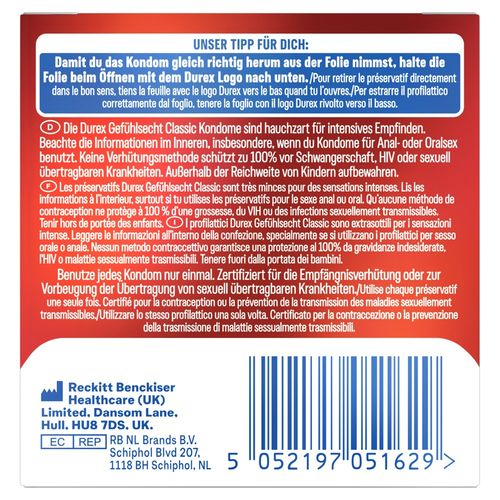 Prezerwatywy Durex Gefühlsecht Classic 3 szt na Arena.pl