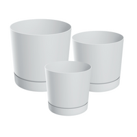 Doniczka okrągła Tubo + podstawka Zestaw 3szt.