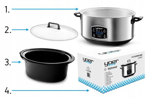 Wolnowar Garnek ceramiczny Slow Cooker Yoer INOX LCD 320W 6,5L +Programator na Arena.pl