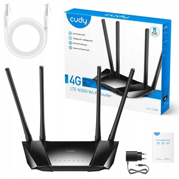 Router Wi-Fi modem Cudy LT400 4G CAT4 karta SIM LTE 300Mbps Ruter Wi-Fi 4++ zdjęcie 1