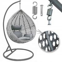 FOTEL WISZĄCY CZARNY XXL BUJANY OGRODOWY HUŚTAWKA KOKON + PODUSZKA 130 KG