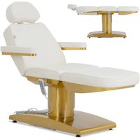 fotel kosmetyczny spa podgrzewany 3 silniki 200 kg varese - biało złoty