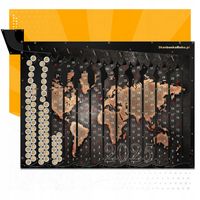 Kalendarz 2025 Mapa Świata | Skarbonka na 5 zł na scianę