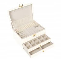 SZKATUŁKA NA BIŻUTERIĘ KUFEREK ORGANIZER ELEGANCKI NA KLUCZYK BEŻOWA