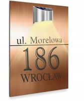 duża miedziana TABLICZKA lampka solarna ADRESOWA nierdzewna dibond 40x30 cm