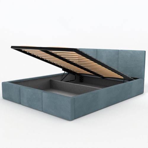 ŁÓŻKO TAPICEROWANE DO SYPIALNI 180x200 ŁÓŻKO PODWÓJNE Z POJEMNIKIEM MORSKIE na Arena.pl