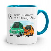 Kubek Błękitny Mechanika Potrzymaj Mi Kawę Z Nadrukiem Ze Zdjęciem