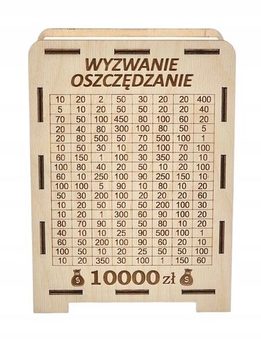 SKARBONKA WYKREŚLANA drewniana WYZWANIE OSZCZĘDZANIE Ślub TWÓJ GRAWER na Arena.pl