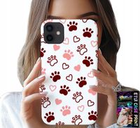 ETUI DO IPHONE 12 MINI - PSIE ŁAPKI NA BIAŁYM TLE, PIES, KOT, MIŚ