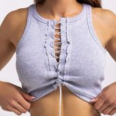 Chiara Wear - Top bokserka z wiązaniem - szary XS/S