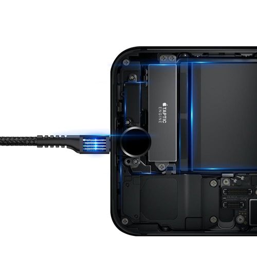 kabel przewód do iphone sprężynowy usb - lightning fish eye 1m czarny na Arena.pl