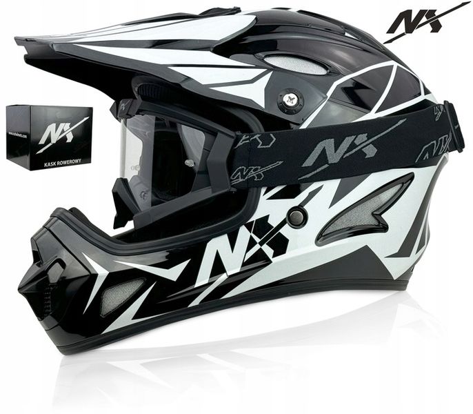 ZESTAW NX KASK + GOGLE DOWNHILL NX EXTREME r.XS |KASK ROWEROWY |900g LEKKI zdjęcie 1
