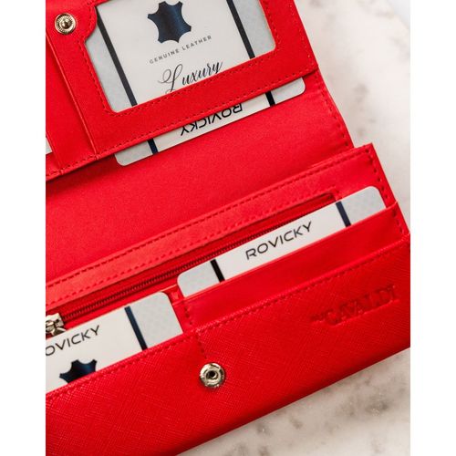 portfel damski ze skóry ekologicznej w czerwonym kolorze zamykany na Arena.pl