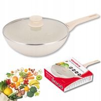Patelnia WOK 28 cm z Pokrywką Kremowa Indukcja GAZ Non-Stick Klausberg 7991
