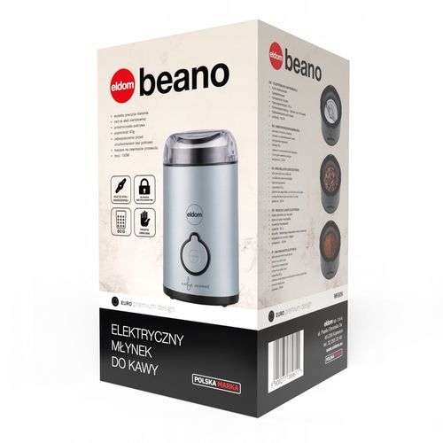 Młynek elektryczny do kawy MK90N beano Eldom niebieski matowy 60g na Arena.pl