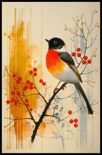 Plakat 53x81cm Jesienny Rudzik zdjęcie 2