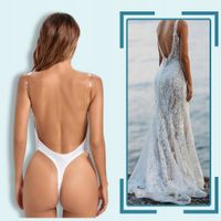 BODY DAMSKIE MODELUJĄCE BIUSTONOSZ BIAŁY ODKRYTE PLECY BIELIZNA STRINGI S