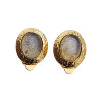 Klipsy - Labradoryt owalny w srebrze złoconym