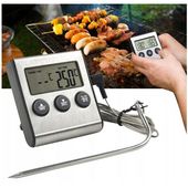 Termometr Kuchenny Elektroniczny LCD Cyfrowy do Pieczenia z Sondą Minutnik