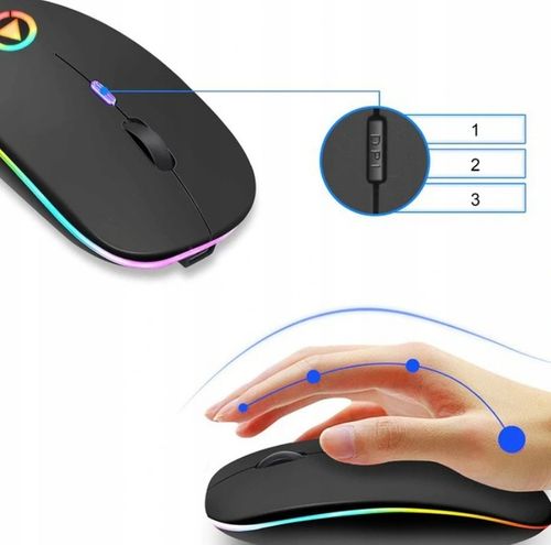 LEKKA MYSZ BEZPRZEWODOWA DO LAPTOPA PODŚWIETLANA RGB DO SZKOŁY PRACY CICHA na Arena.pl