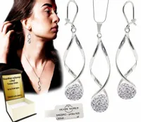 KOMPLET SREBRNY BIŻUTERII 925 DAMSKI Z CYRKONIAMI SWAROVSKI + GRAWER GRATIS
