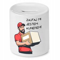 Skarbonka Dla Kuriera Zaufaj Mi Jestem Kurierem! Z Nadrukiem Ze Zdjęciem