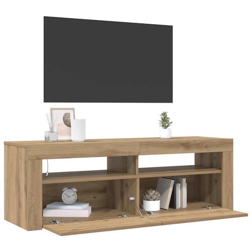 Szafka pod TV z oświetleniem LED, dąb artisan, 120x35x40 cm na Arena.pl