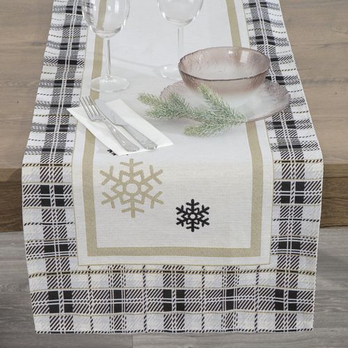 Bieżnik obrus dekoracyjny ANGEL 45x140 ecru beżowy kratka gwiazdki na Arena.pl