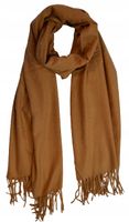 Cashmere - ciepły modny szalik frędzle srebrne dżety Camel 05