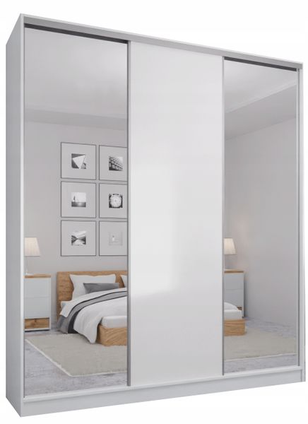 SZAFA PRZESUWNA 170 x 250 3D MAX BIAŁA + 2 LUSTRA zdjęcie 1