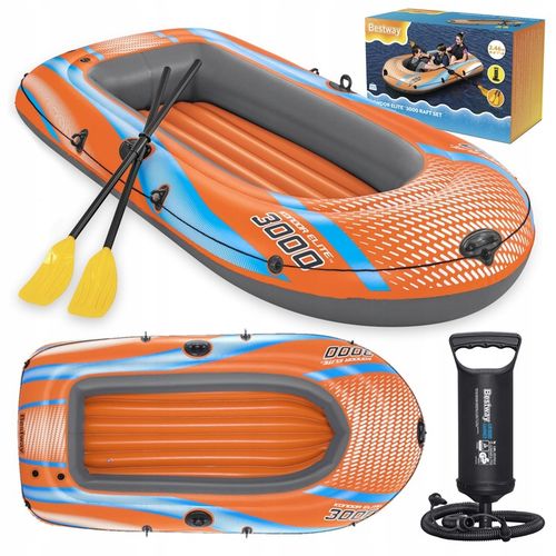 BESTWAY dmuchany PONTON 246 x 122 cm + 2 WIOSŁA + POMPKA + ŁATKA NAPRAWCZA na Arena.pl