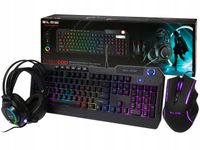 ZESTAW GAMINGOWY KLAWIATURA MYSZ MYSZKA SŁUCHAWKI DLA GRACZY RGB LED 4W1