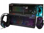 ZESTAW GAMINGOWY KLAWIATURA MYSZ MYSZKA SŁUCHAWKI DLA GRACZY RGB LED 4W1