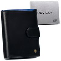skórzany portfel męski na karty z systemem rfid protect— rovicky