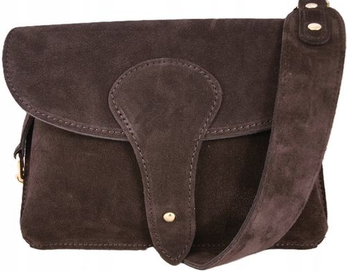 Zamszowa Torebka włoska CZEKOLADOWA nerka listonoszka MAXI DUŻA WERSJA na Arena.pl