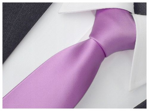 GŁADKI Jednokolorowy Krawat 7cm Męski LILIOWY R41 na Arena.pl