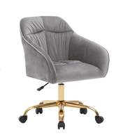 Krzesło obrotowe na kółkach z regulacją wysokości aksamit złote nóżki