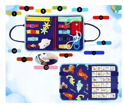 Tablica Manipulacyjna Sensoryczna dla Dzieci Miękka Edukacyjna Montessori na Arena.pl