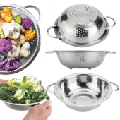 Durszlak cedzak sitko kuchenne metalowy do makaronu z uchwytami stal 23cm